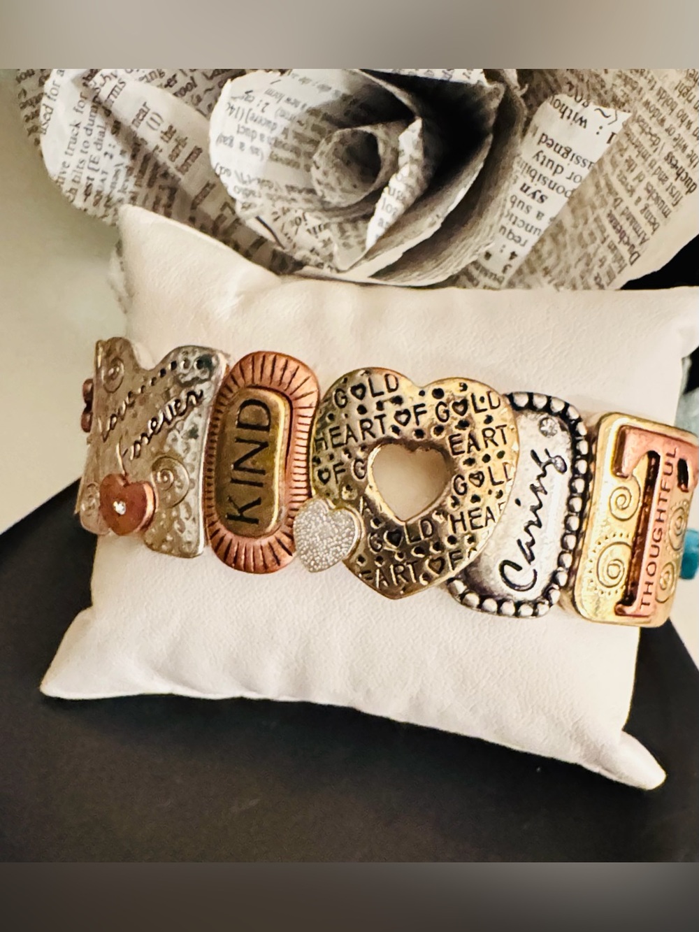“Mother” Mixed Metal Inspirational Tile Stretch Bracelet - NWOT